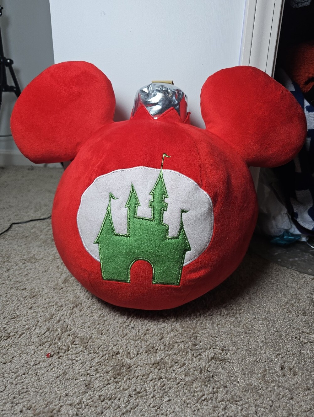 Disney Parks Holiday Christmas Mickey Icon Castle Ornament 16 Inch Pillow - Picture 2 of 5